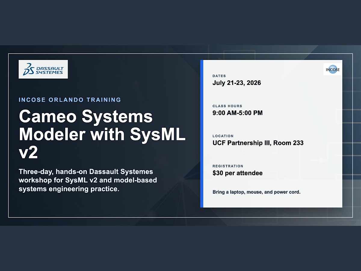 Dassault Systèmes Cameo SysML v2 Training - Hosted by INCOSE Orlando