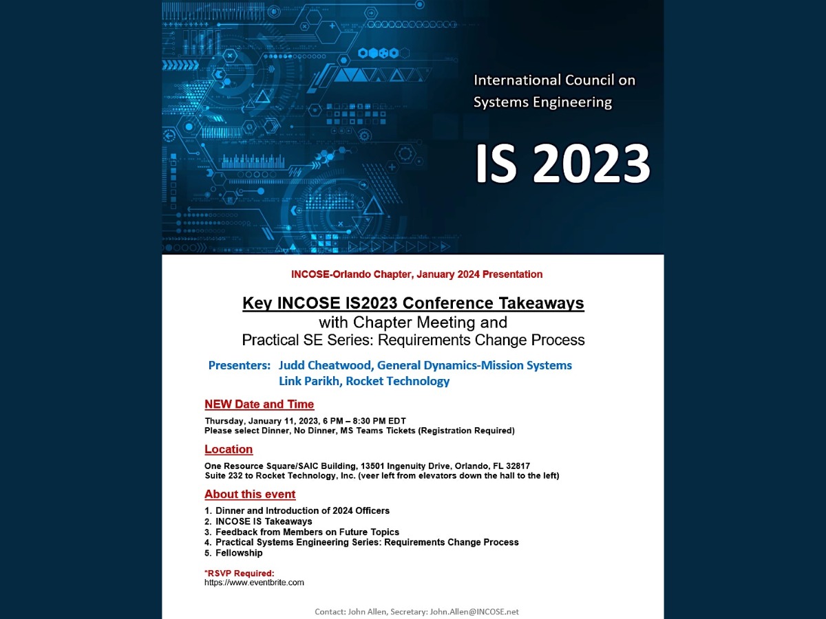 INCOSE Orlando Monthly Meeting - January 2024